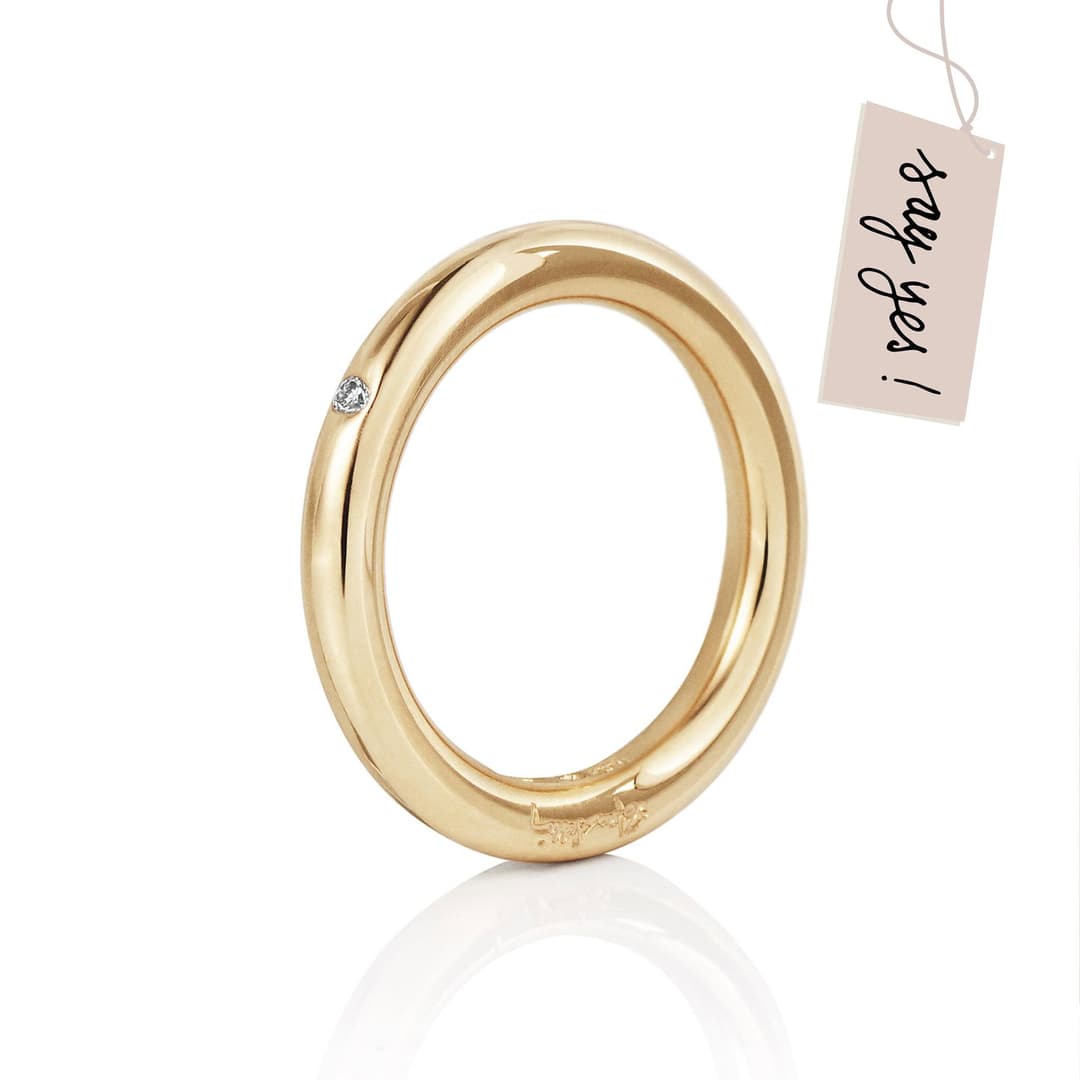 One Love & Stars Thin Ring 0.02 ct