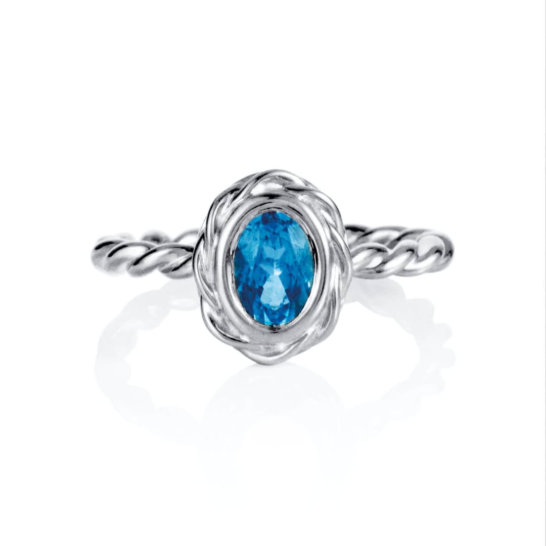 Wrapped Colour Ring - Blue Topaz