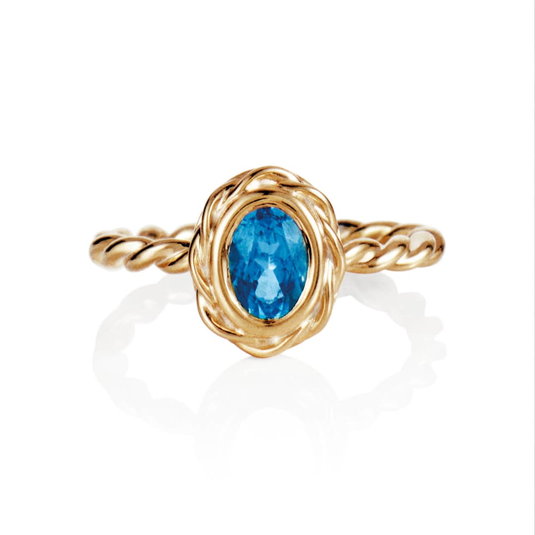 Wrapped Colour Ring - Blue Topaz